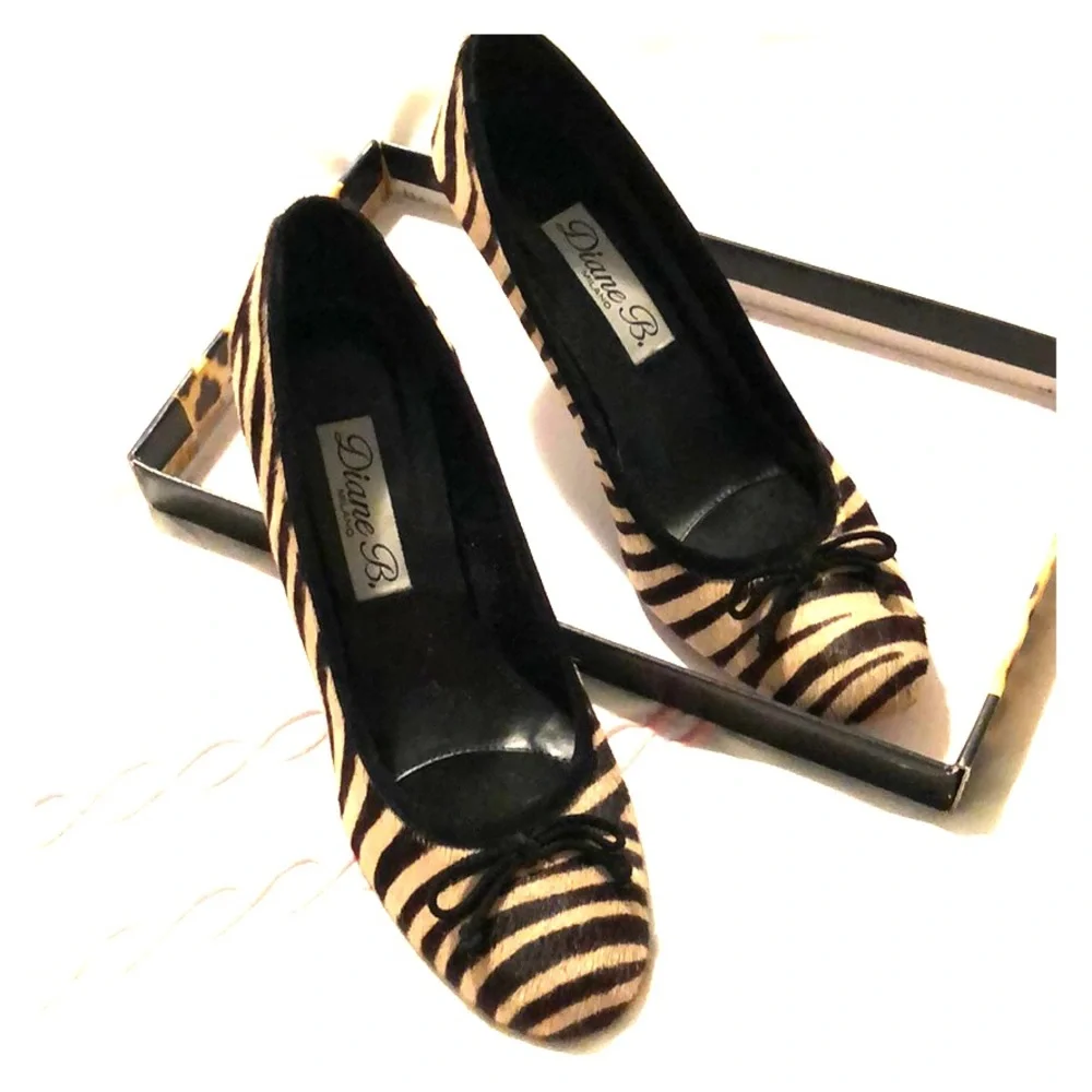 NEW Zebra Stripe Haircalf High Heel Pumps 9.5 M Brown, Black & Tan NWT